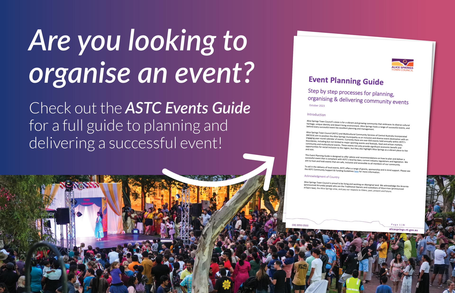 Alice Springs Organise an Event Banner Image