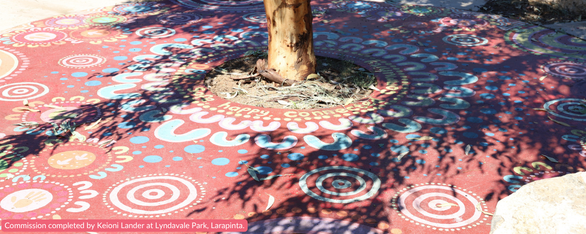 Commission completed by Keioni Lander at Lyndavale Park, Larapinta.