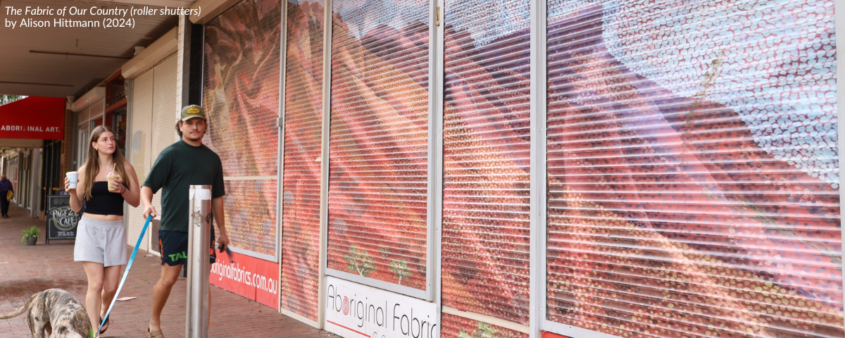 The Fabric of Our Country (roller shutters) by Alison Hittmann (2024)